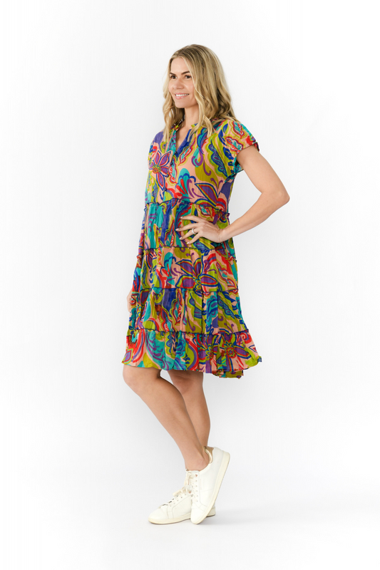Leela V-Neck Dress - Boho Retro