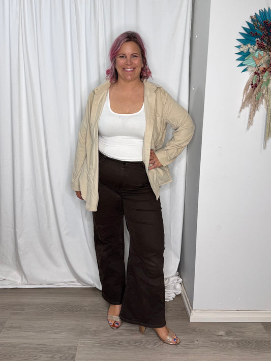 Sloane Cord Shacket - Sand