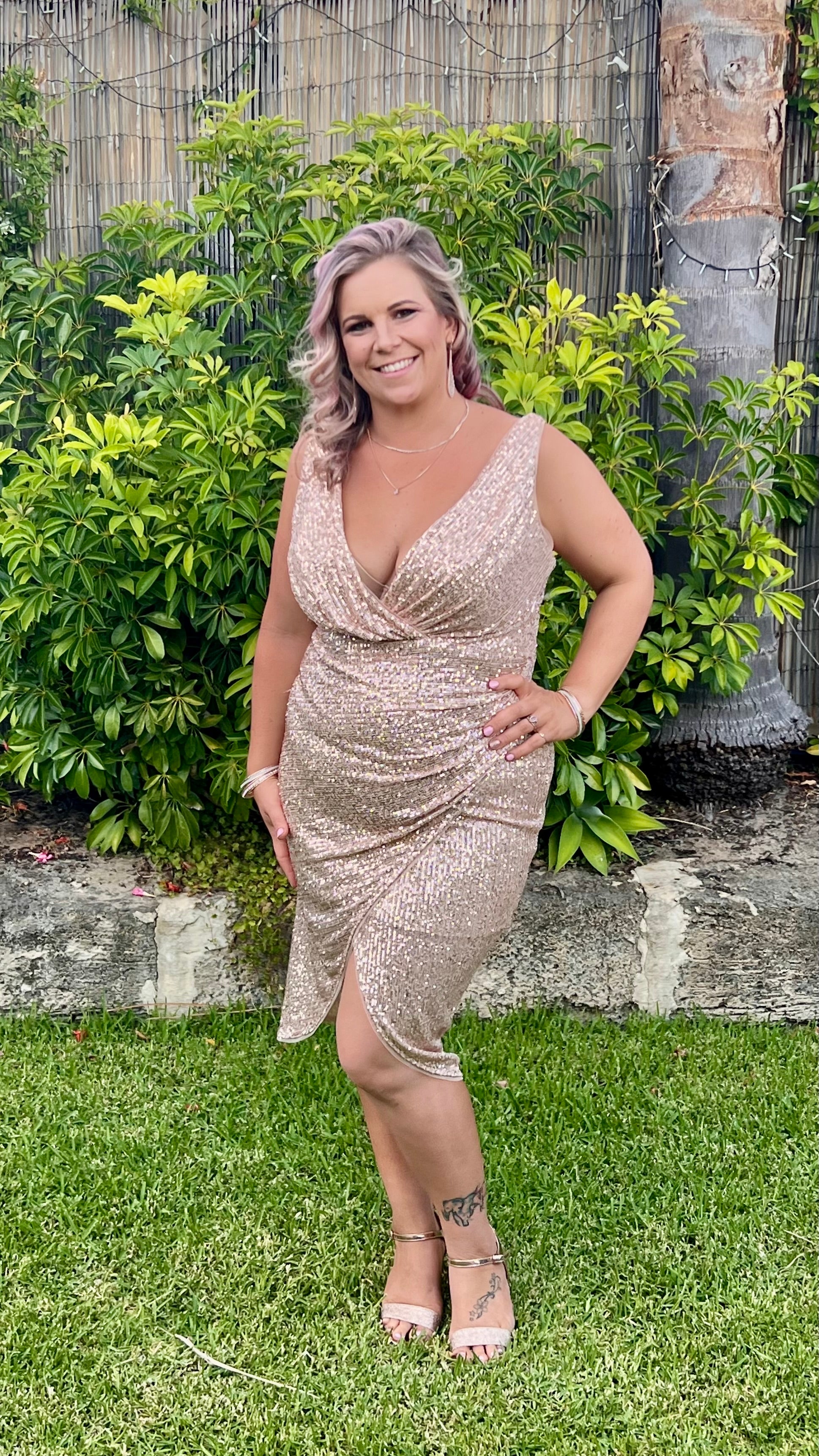 Kim Sequin Dress - Rose Gold - Lumier by Bariano - Ciao Bella Dresses Kim Sequin Dress - Rose Gold - Lumier by Bariano - Ciao Bella Dresses