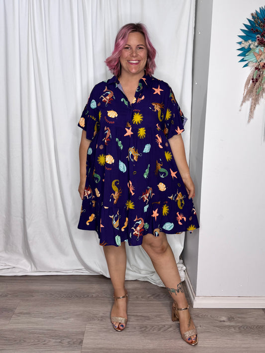 Amelia Dress - Tropical Ocean