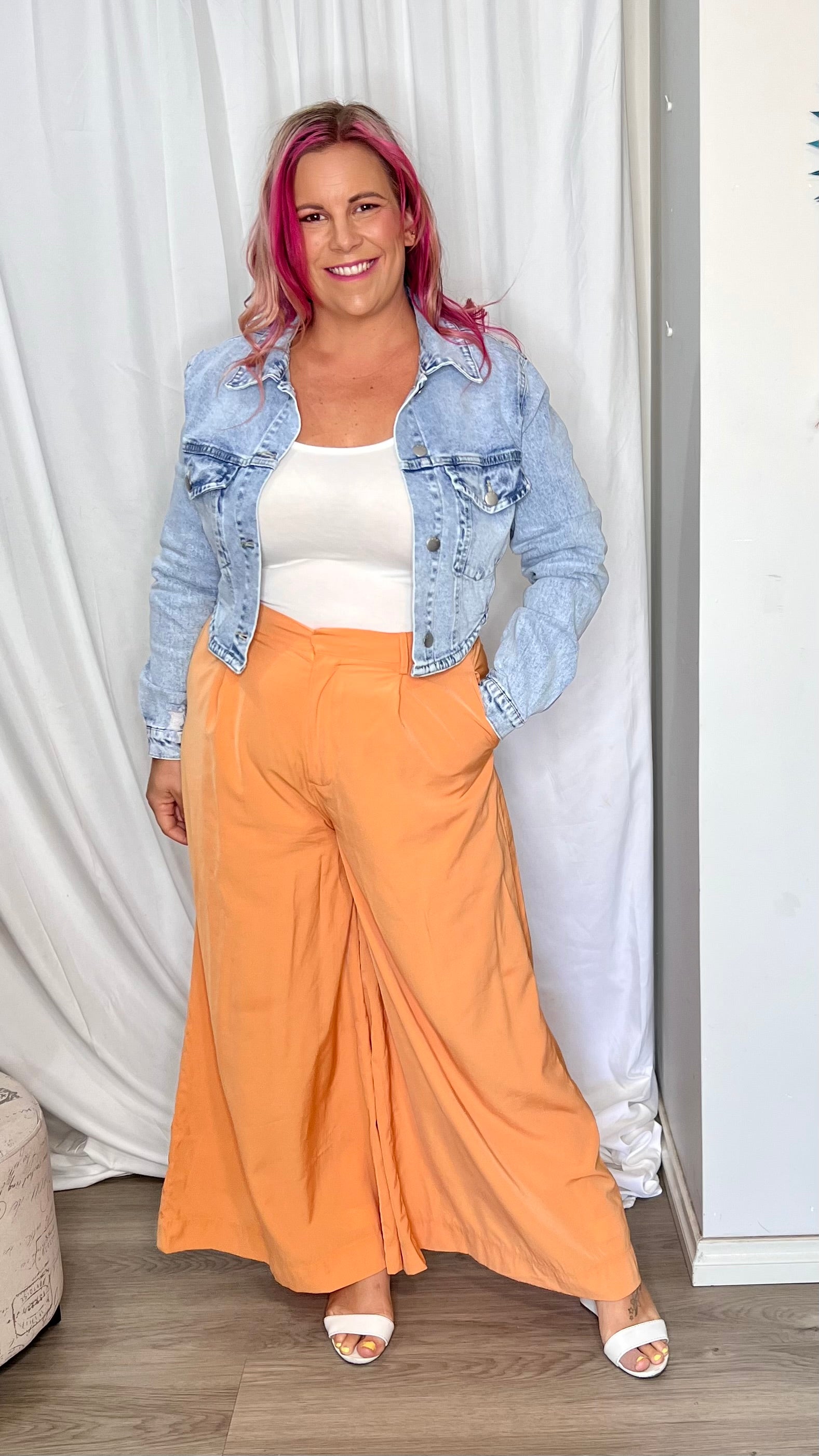 Ladies Jacket Cropped Orange Denim Jacket Buy Xpose Women Orange