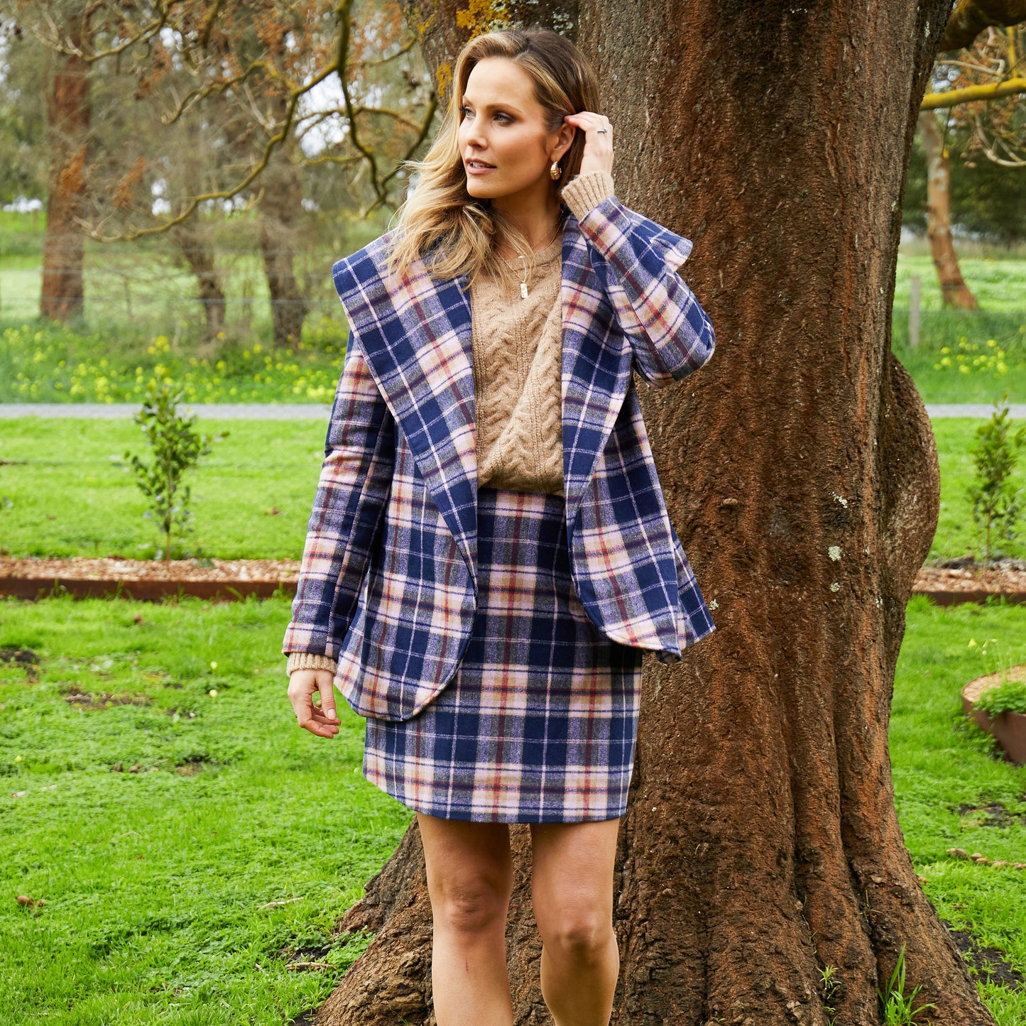 Reilly Check Coat | Elm Lifestyle | Stylish and snuggly the Reilly Wool Blend coat features a gorgeous flattering shawl collar. It's fully lined with pockets and a self tie belt and hook and eye for cl