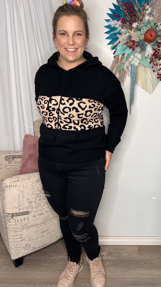 Cleo Knit Jumper: Our Cleo Knit is the perfect weekend style. A jumper that is easy and comfortable that also looks put together. A panel of cheetah print across the mid-section adds  - Ciao Bella Dresses - Bee Maddison