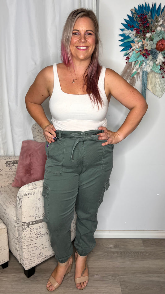 Canterbury Lyocell Cargo Pants: The cargo pant is THE must-have trend of the season, and we've made it even better with our comfy and stretchy lyocell fabric. The elastic back waist means you can e - Ciao Bella Dresses - Betty Basics