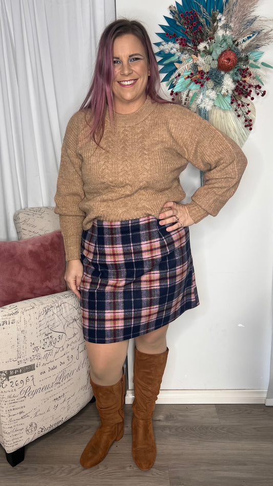 Reilly Check Skirt: Fabulous and warm this fully lined wool blend skirt features a fun Winter check and looks great when paired with the matching Reilly Coat
Features:

Zip at centre ba - Ciao Bella Dresses - Elm Lifestyle