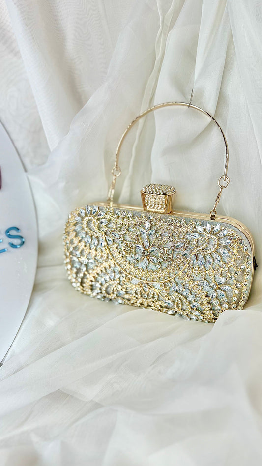 Myrtle Evening Bag: This stunning piece will bring together your evening outfit with it’s gorgeous pops of bling
Features:

Interchangeable handles / straps 
Solid handle, 1 x 38cm chai - Ciao Bella Dresses - Ciao Bella Dresses