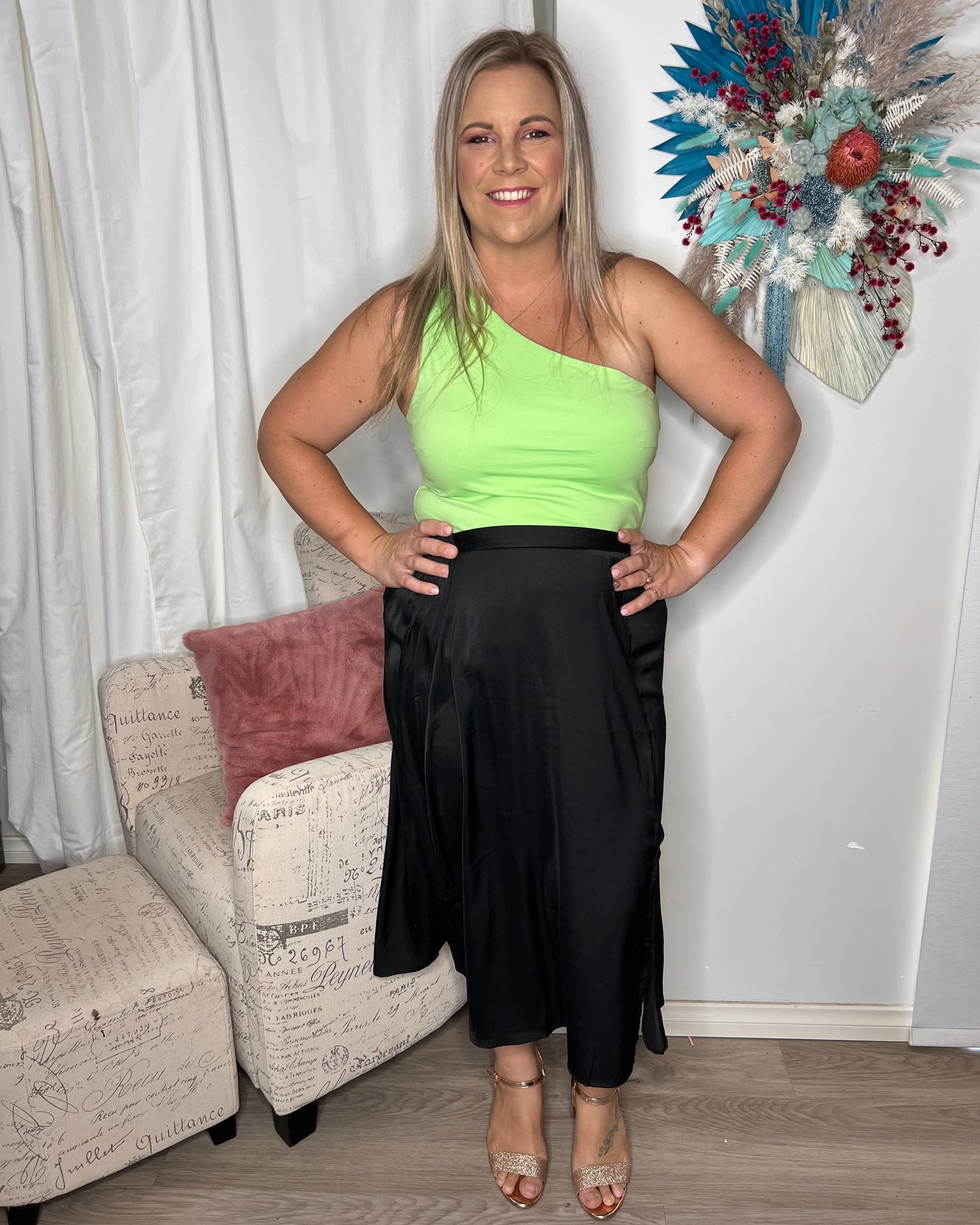 Bec One Shoulder Top - Mint Lime - Ciao Bella Dresses