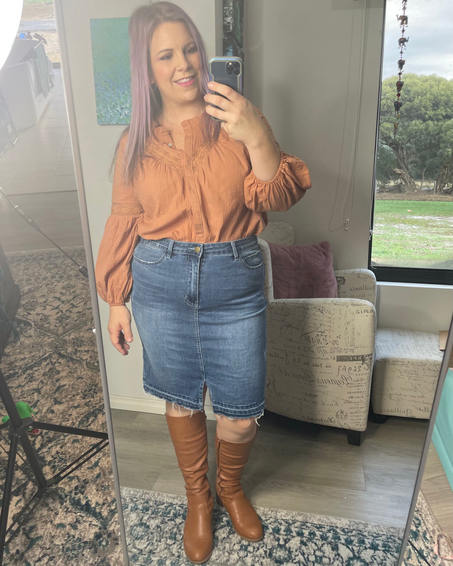 Denim Split Skirt - Ciao Bella Dresses