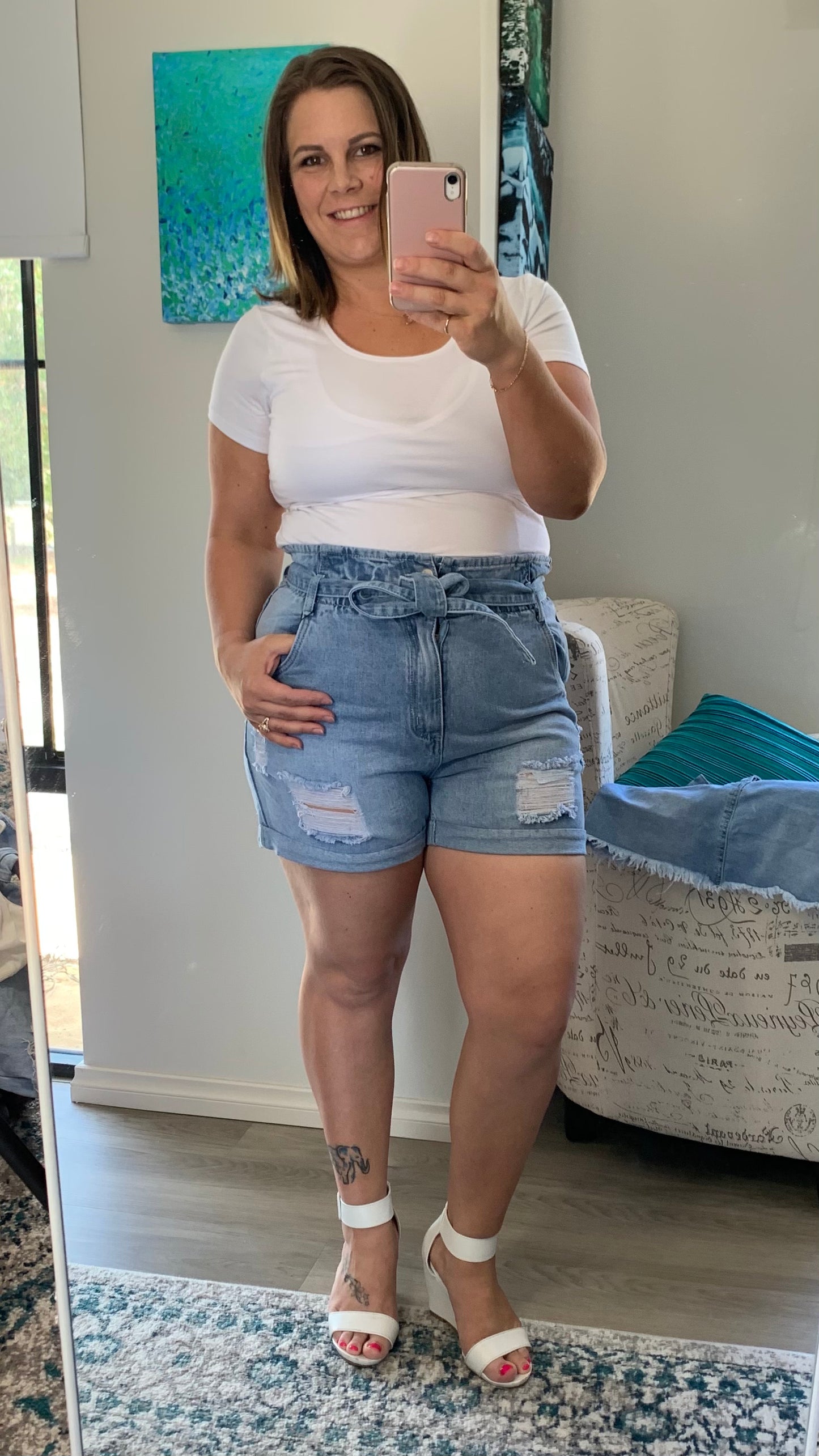 Paperbag Denim Shorts - Ciao Bella Dresses