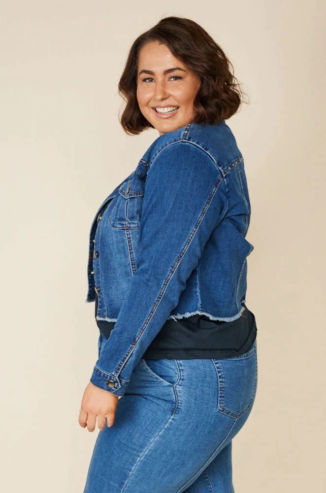 Cropped Mid Denim Jacket - Ciao Bella Dresses