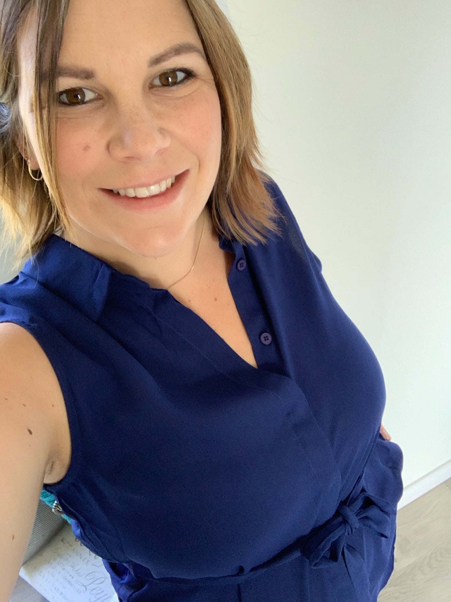 Sleeveless Shirt with Belt - Navy - Ciao Bella Dresses