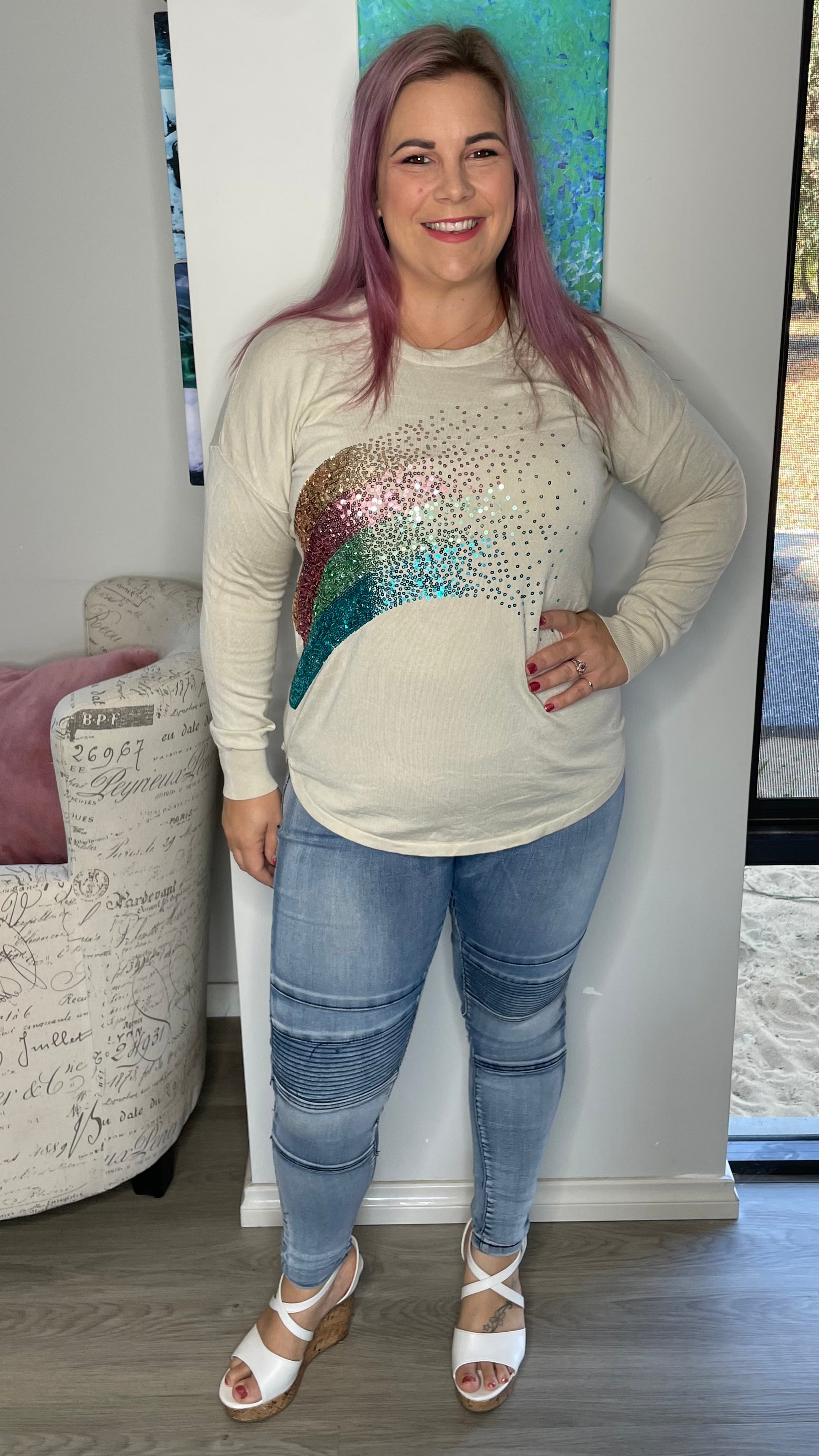 Sophie Knit Jumper Glitter Rainbow Betty Basics Ciao Bella