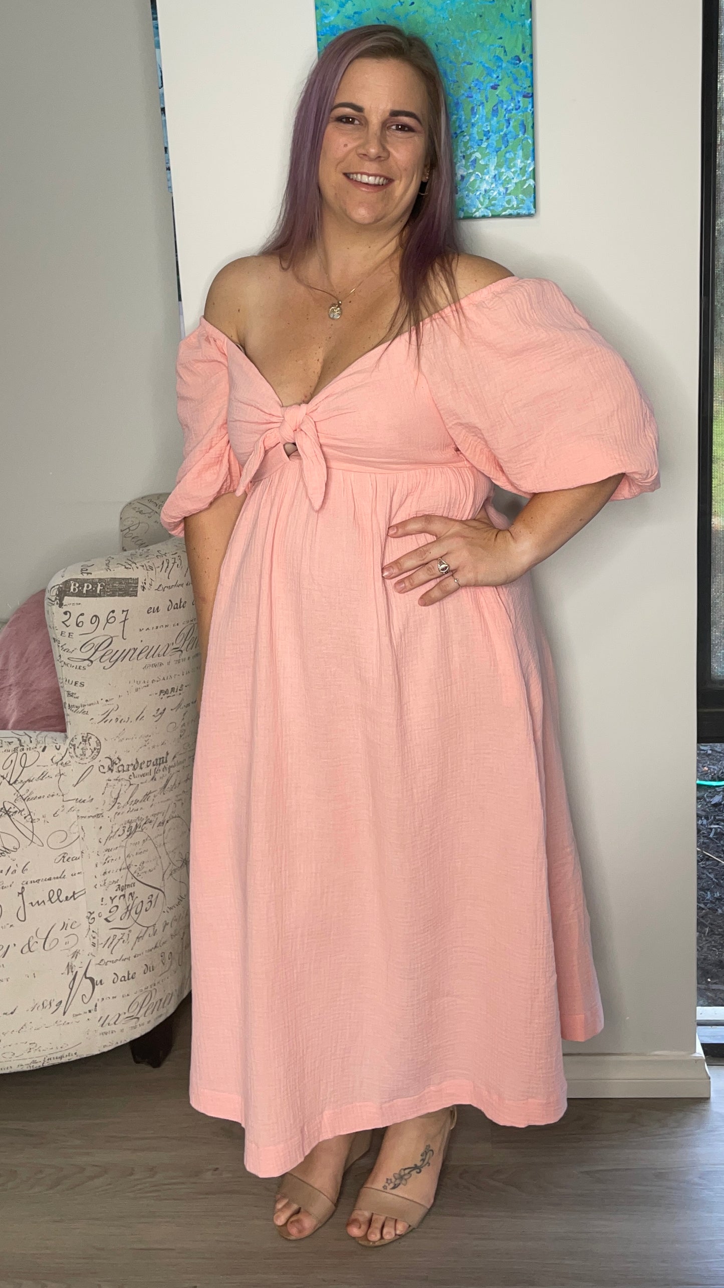 Textured and light perfection. The Tilly Dress will be reached for from the wardrobe time and time again with its easy design. This style can be worn both ways, mak - SASS Tilly Reversible Dress - Peach - Sass Clothing