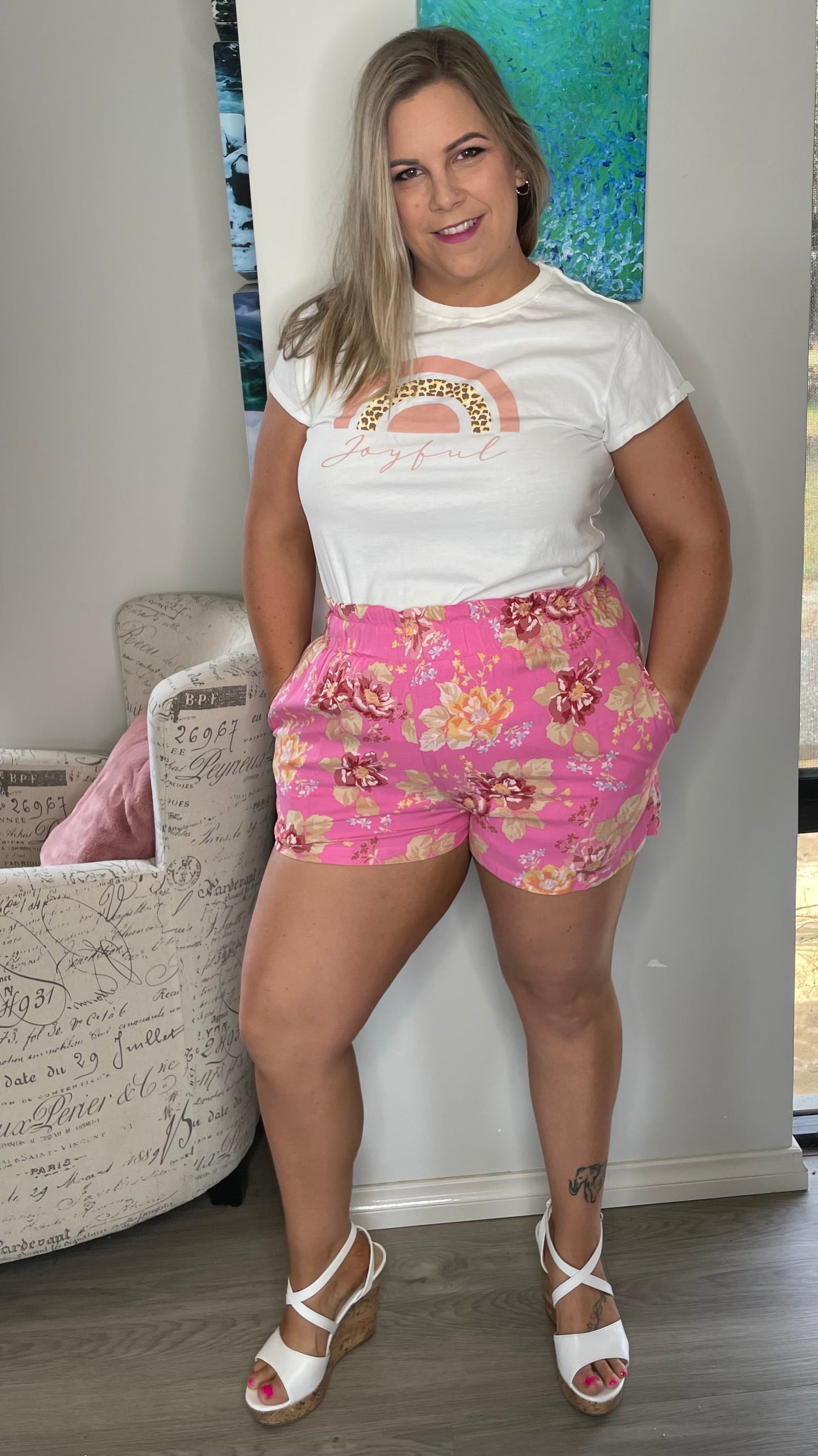 Sophia Shorts - Pink Floral - Ciao Bella Dresses