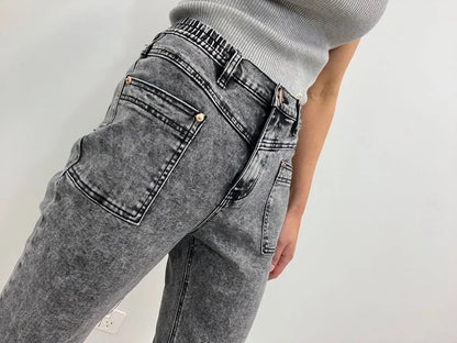**PREORDER** Bianca Slim Stretch Jeans - Grey Stone Wash