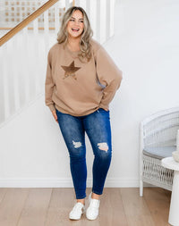 Star Sequin Sweat - Beige