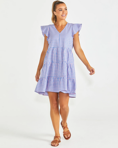 Phillipa Dress - Blue and Pink Gingham