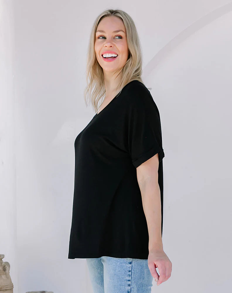 Relaxed Roll Sleeve Tee | Freez | A great basic relaxed tee is a staple for any wardrobe. Style with your favourite denim or slouch pants for casual daywear. This tee is a relaxed fit 
Features:

Fab