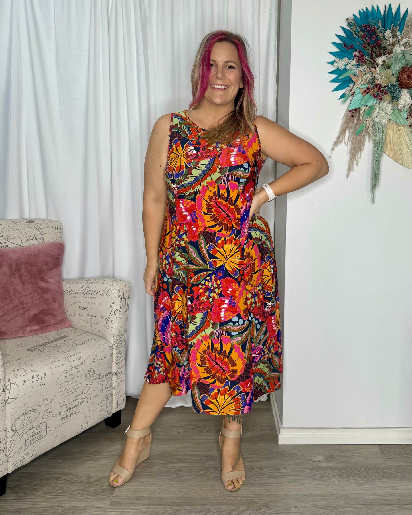 Paula Swing Dress - Vibrant Tropics