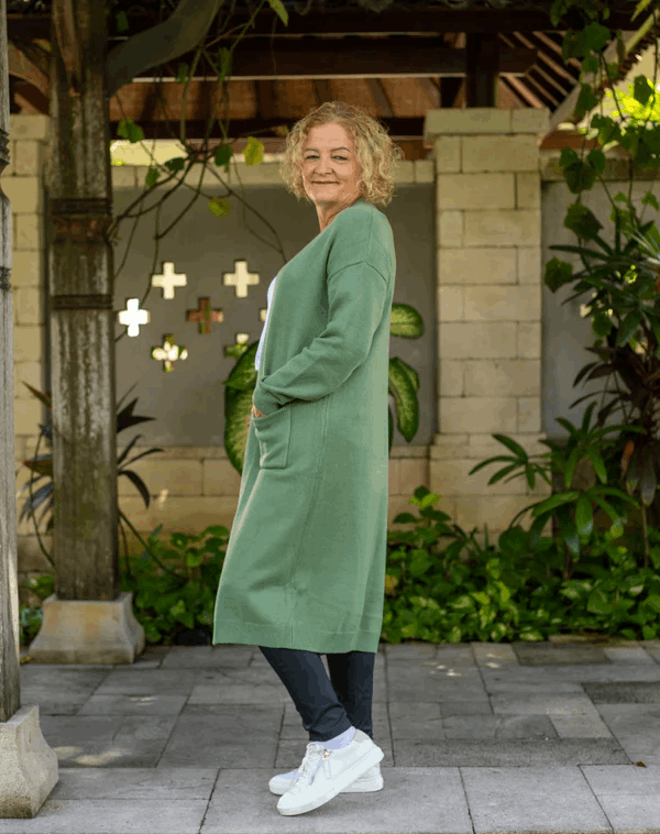 ***PREORDER*** Calie Knit Cardigan - Sage Green | Bee Maddison | Saturday morning sport or the early morning coffee run never looked so stylish &amp; warm with our Calie Knit. Make a statement &amp; rug-up in this warm and cozy lo