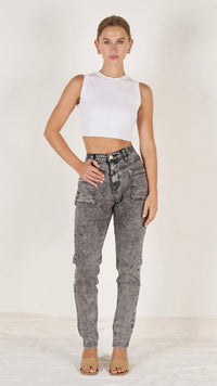 Bianca Slim Stretch Jeans - Grey Stone Wash