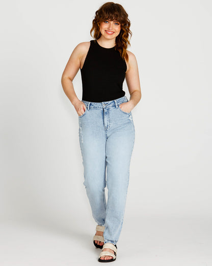 **NEW** Rhea Straight Leg Jeans: Elevate your denim game with the Rhea Straight Leg Jean! Featuring a flattering high-waisted cut, this jean boasts a timeless straight leg design with just the right - Ciao Bella Dresses - Sass Clothing