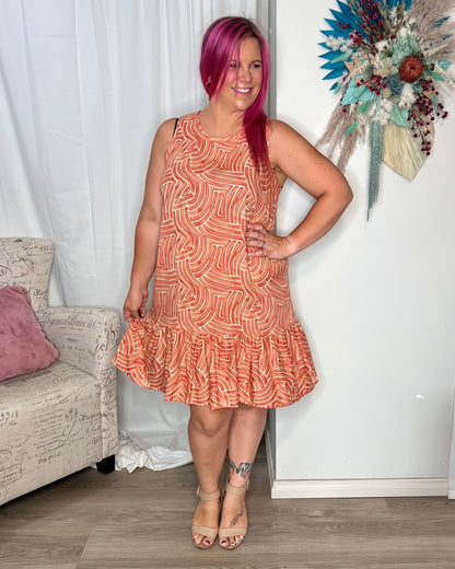 ***NEW*** Abstract Frill Dress: You will love spending Summer days in the beautiful Abstract Frill Dress. A figure flattering style fabricated in a soft rayon. Perfect for a picnic, long lunch or a - Ciao Bella Dresses 