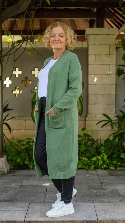 ***PREORDER*** Calie Knit Cardigan - Sage Green | Bee Maddison | Saturday morning sport or the early morning coffee run never looked so stylish &amp; warm with our Calie Knit. Make a statement &amp; rug-up in this warm and cozy lo