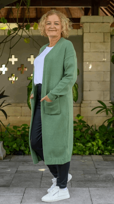 ***PREORDER*** Calie Knit Cardigan - Sage Green | Bee Maddison | Saturday morning sport or the early morning coffee run never looked so stylish &amp; warm with our Calie Knit. Make a statement &amp; rug-up in this warm and cozy lo