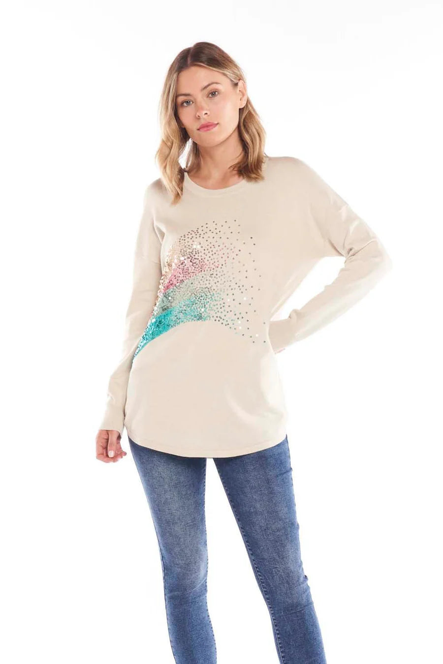 Glitter rainbow jumper hotsell