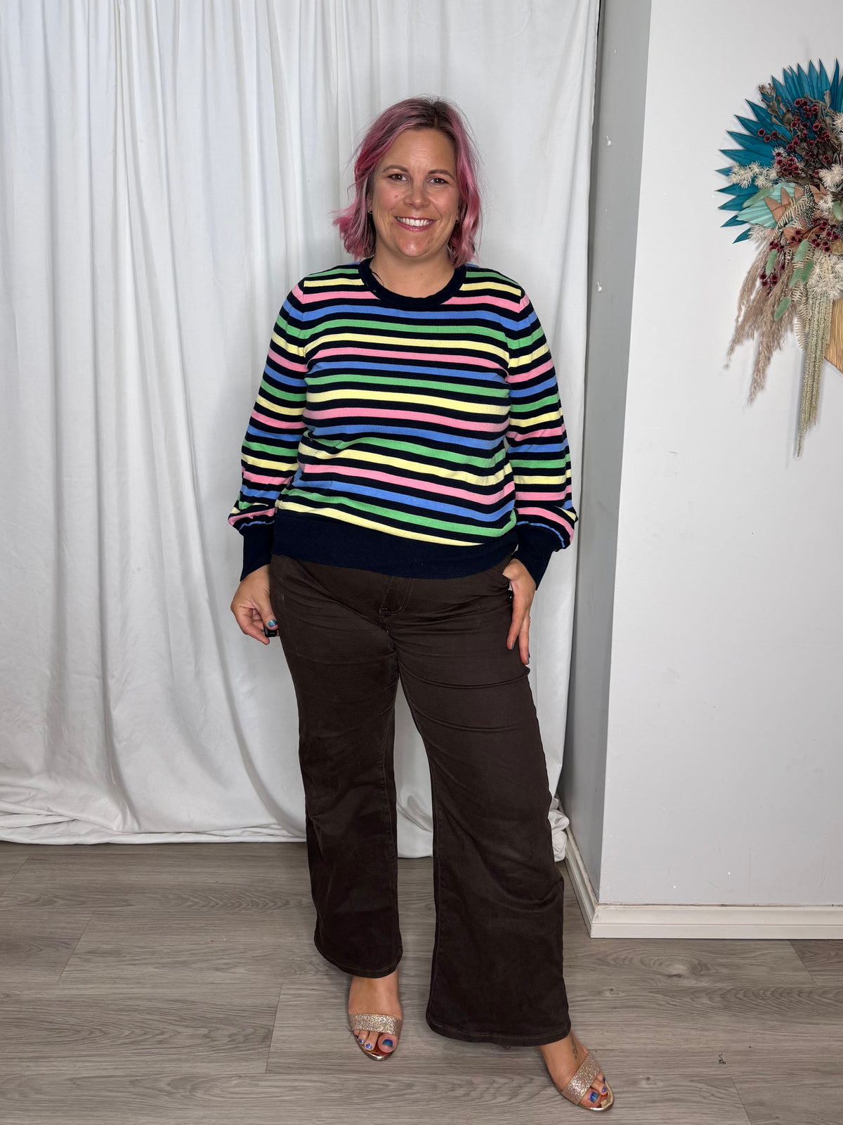 Cindi Wide Leg Jean - Brown