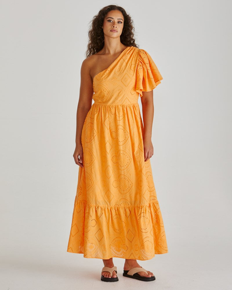 Riva One Shoulder Maxi Dress - Orange
