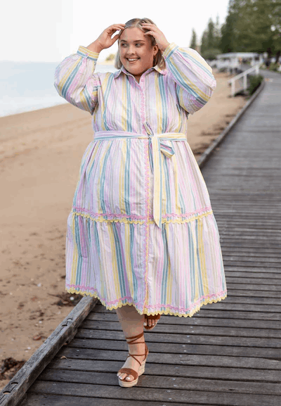 **NEW** Gelato Striped Button Down Dress