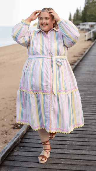 **NEW** Gelato Striped Button Down Dress