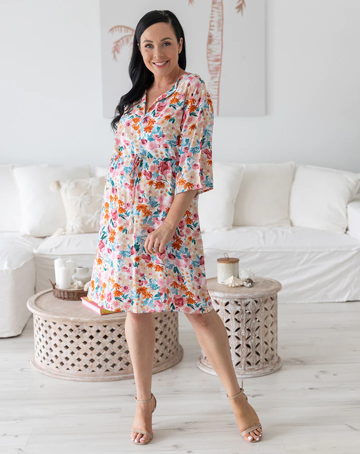 Willow Floral Dress: Willow Floral Dress is fun and floral, perfect for a spot of shopping or a lovely lunch.The feminine detailing is flattering yet modest. Style casually with flats or - Ciao Bella Dresses - Freez