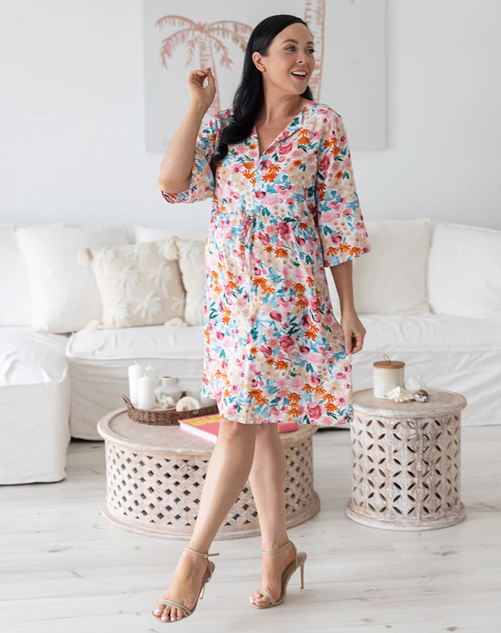Willow Floral Dress: Willow Floral Dress is fun and floral, perfect for a spot of shopping or a lovely lunch.The feminine detailing is flattering yet modest. Style casually with flats or - Ciao Bella Dresses - Freez