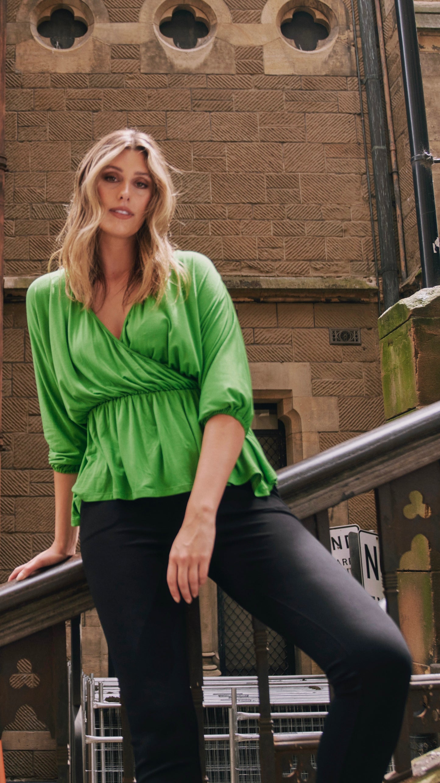 Bayeaux Wrap Top - Green | Betty Basics | The Bayeaux Top combines a classic shape with a comfortable fit, making this the go to when pairing with your fave bottoms
Features:

Faux wrap (breastfeeding friend