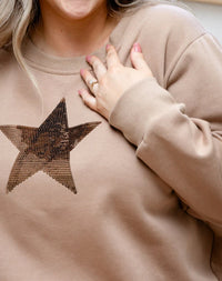 Star Sequin Sweat - Beige