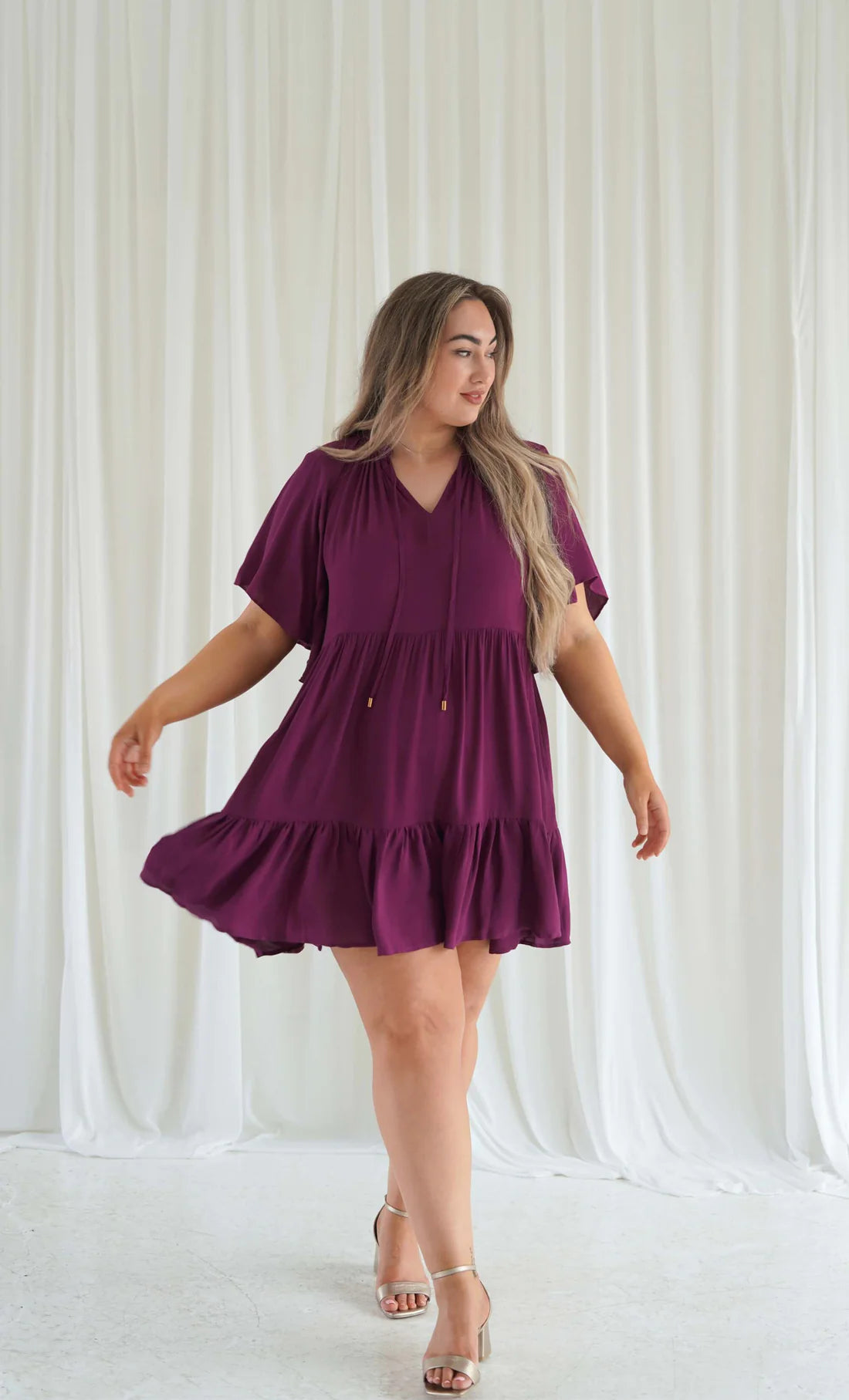 Jamie Dress: 
The Jamie Dress is comfy, easy to style and supwr light for warmer weather. A knee-length frock that drapes divinely, you can slip into the Jamie dress and strut wi - Ciao Bella Dresses - Dani Marie the Label