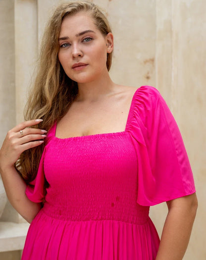 Shae Midi Dress - Fuchsia