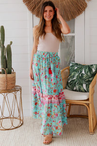Elliana Skirt - Aqua & Pink