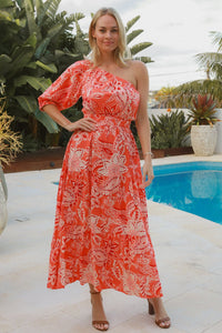 Vivienne Midi Dress - Coral Red