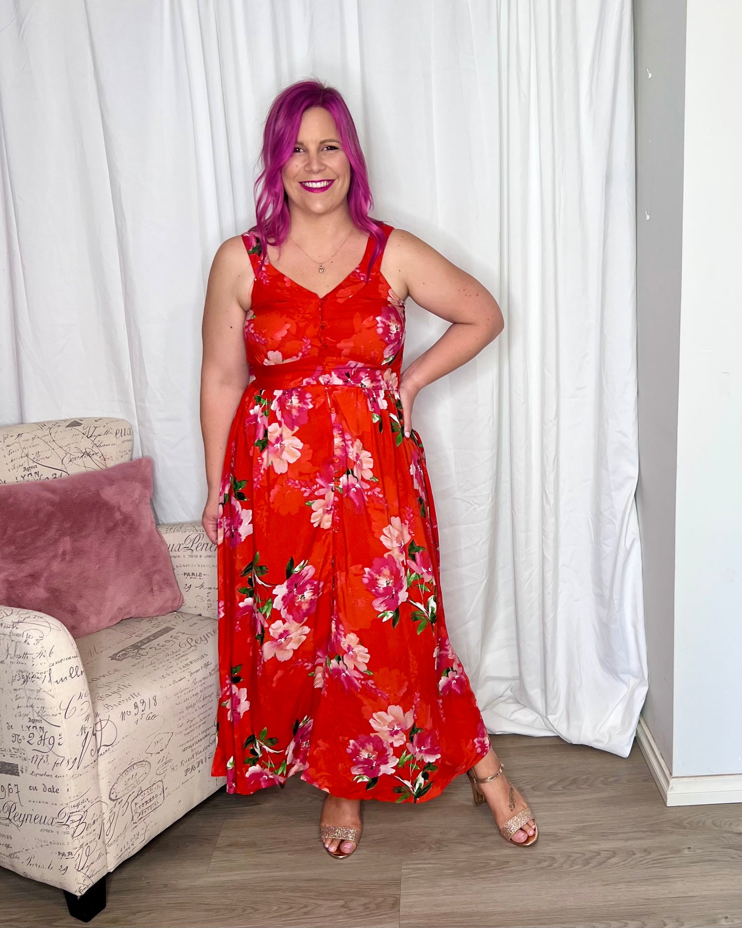 Abby Dress - Red Floral