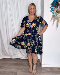 Selma Dress - Navy Botanicals