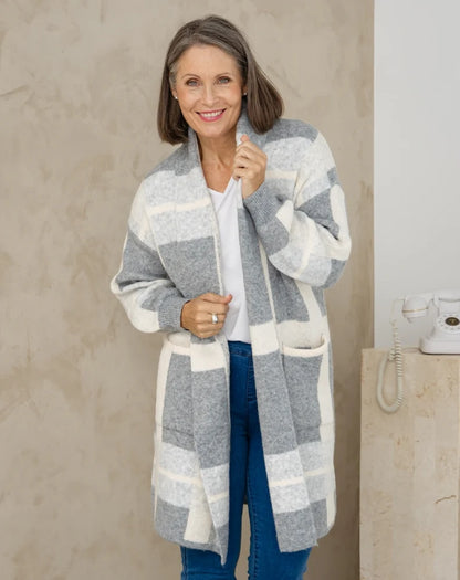 Checked Cardi - Grey