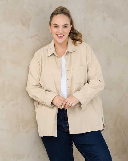 Sloane Cord Shacket - Sand