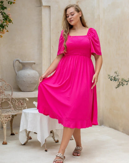 Shae Midi Dress - Fuchsia