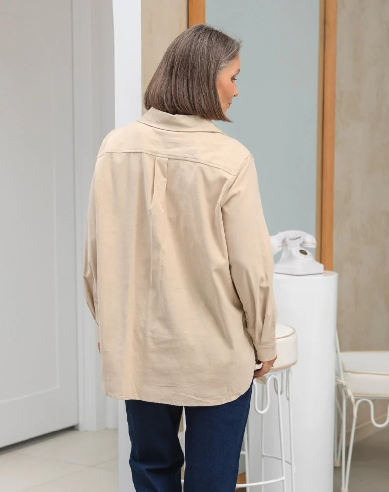 Sloane Cord Shacket - Sand
