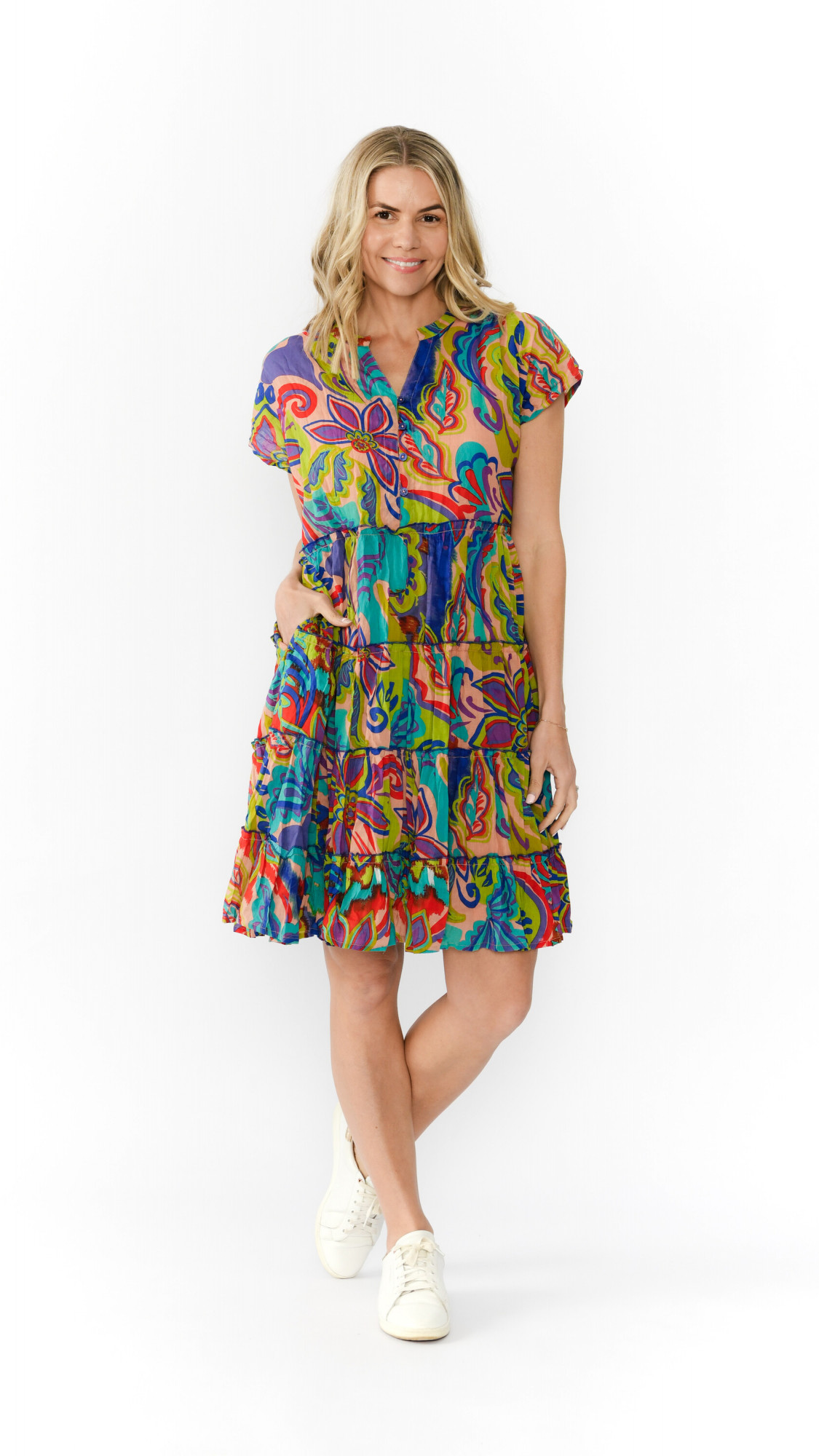 Leela V-Neck Dress - Boho Retro