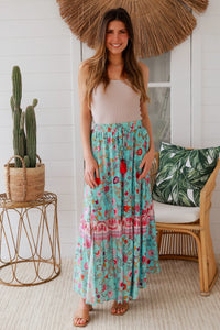 Elliana Skirt - Aqua & Pink